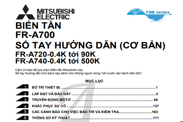 Cách Vận Hành Biến Tần Mitsubishi FR A700
