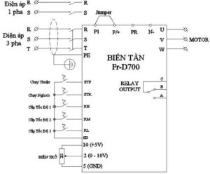 Sơ đồ đấu dây biến tần Fr-D700